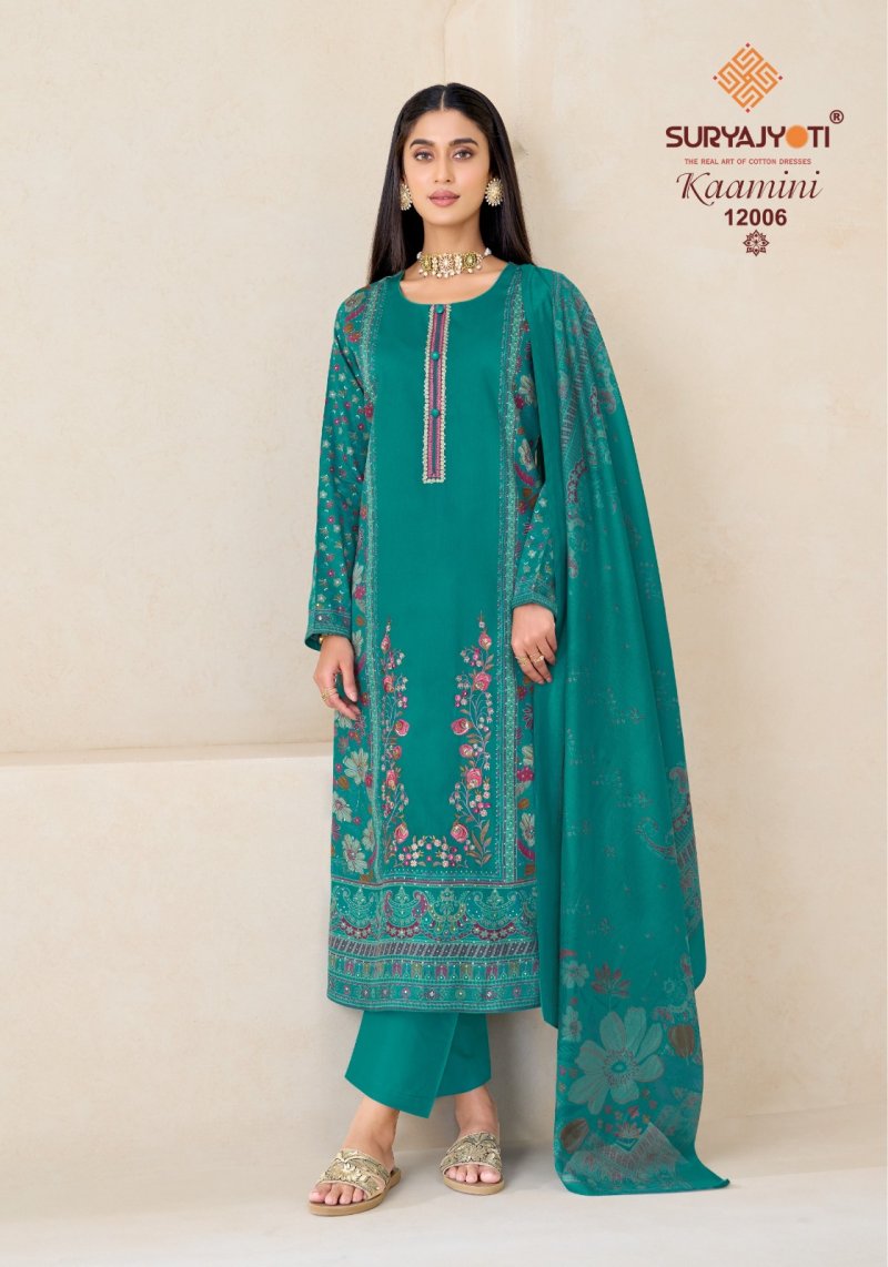 Kaamini Vol 12 By Suryajyoti Jam Satin Printed Dress Material